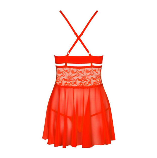 Бебі-дол Obsessive 838-BAB-3 Babydoll & Thong Red S/M