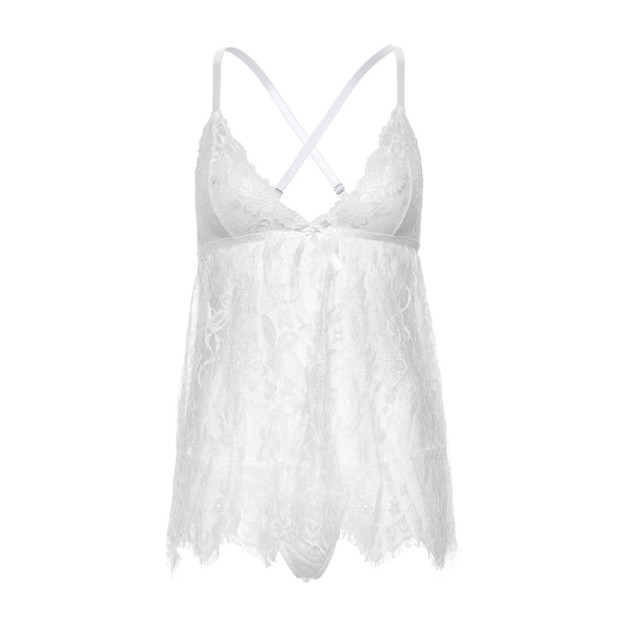 Babydoll Leg Avenue Floral Lace Babydoll & String White S