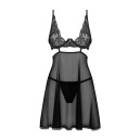 Бебі-дол Obsessive Nutris Babydoll & Thong Black XL/2XL