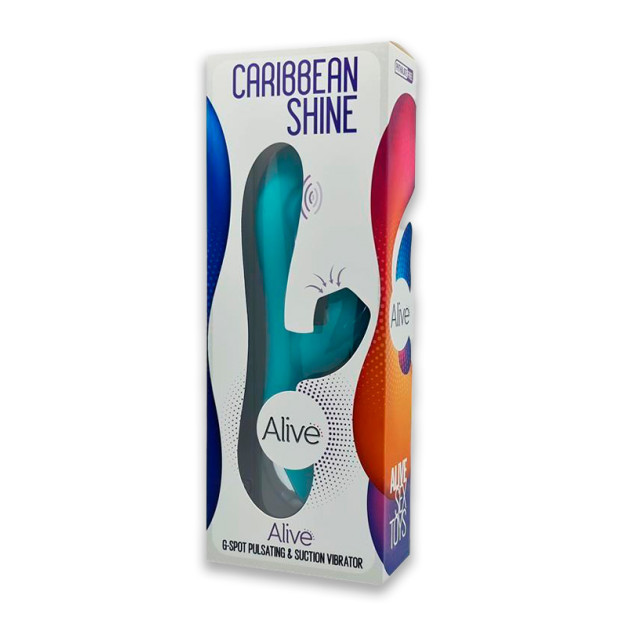 Вібратор-кролик з вакуумом і стимуляцією точки G Alive Caribbean Shine Blue
