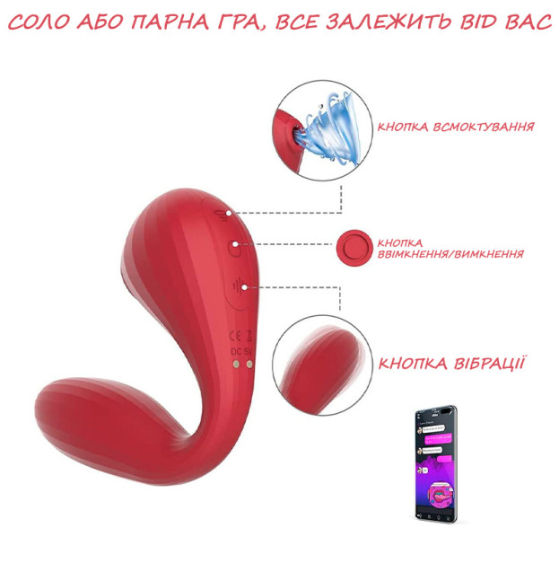 Вакуумный стимулятор для клитора и вагины Magic Motion Bobi Red