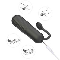 Waterproof Vibrating Bullet with Tail Black
