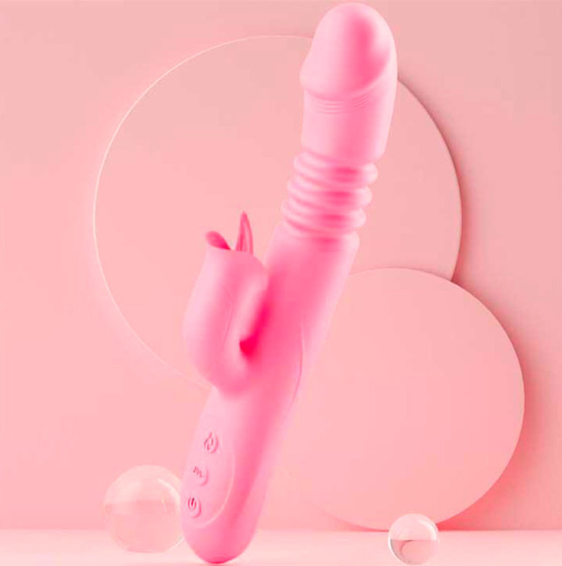 Вибратор с поступательными движениями и подогревом Pretty Love розовый