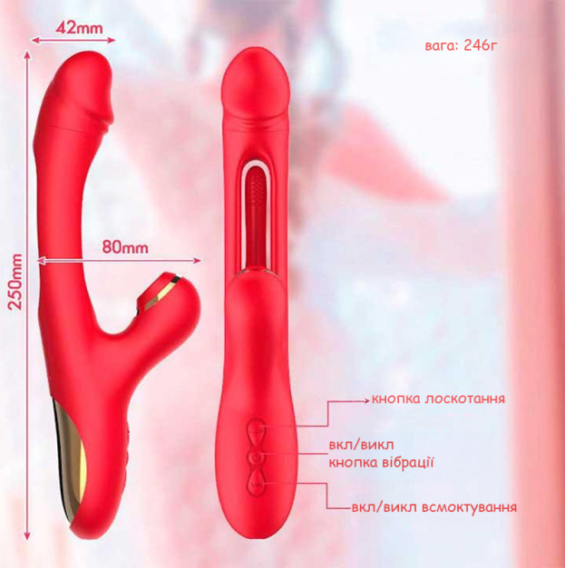 Вібратор 3в1 Pretty Love Finger Bunny червоний