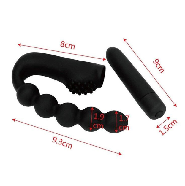 Anal Plug Prostate Massager with Vibration Narrow Balls Roger Five Black