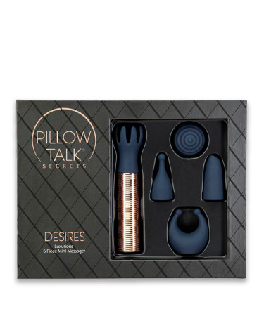 Вібромасажер з насадками Pillow Talk Secrets Desires 6-Piece Mini Massager Set Navy