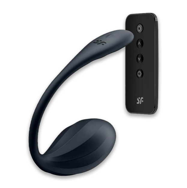 Виброяйцо Satisfyer Ribbed Petal Connect App Black