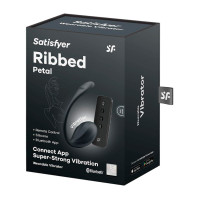 Виброяйцо Satisfyer Ribbed Petal Connect App Black