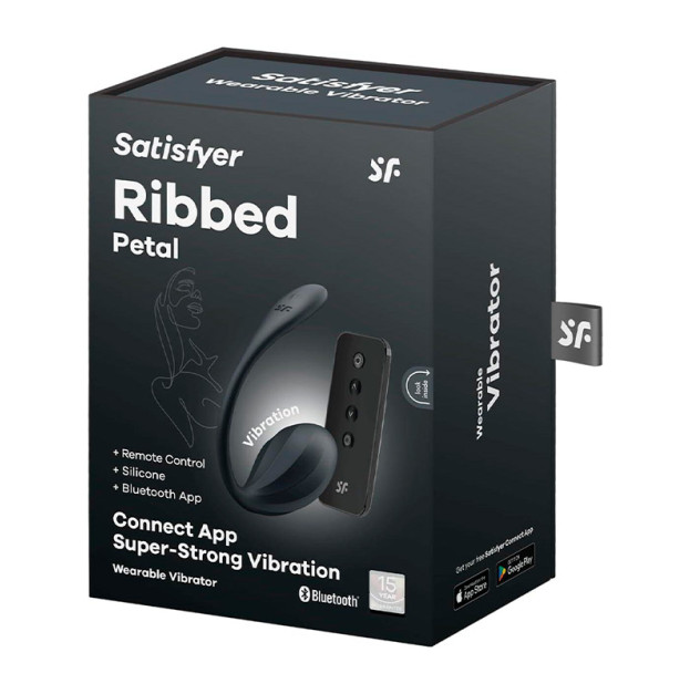 Виброяйцо Satisfyer Ribbed Petal Connect App Black