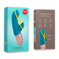 Мінівібратор-кролик зі стимулювальною стрічкою Fun Factory AMORINO Petrol Neon Yellow