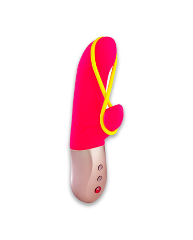 Мінівібратор-кролик зі стимулювальною стрічкою Fun Factory AMORINO Pink Neon Yellow