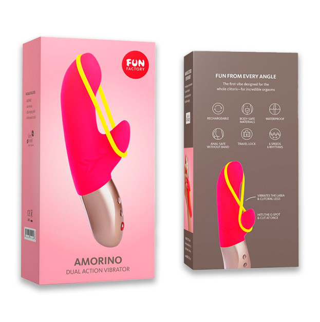 Мінівібратор-кролик зі стимулювальною стрічкою Fun Factory AMORINO Pink Neon Yellow