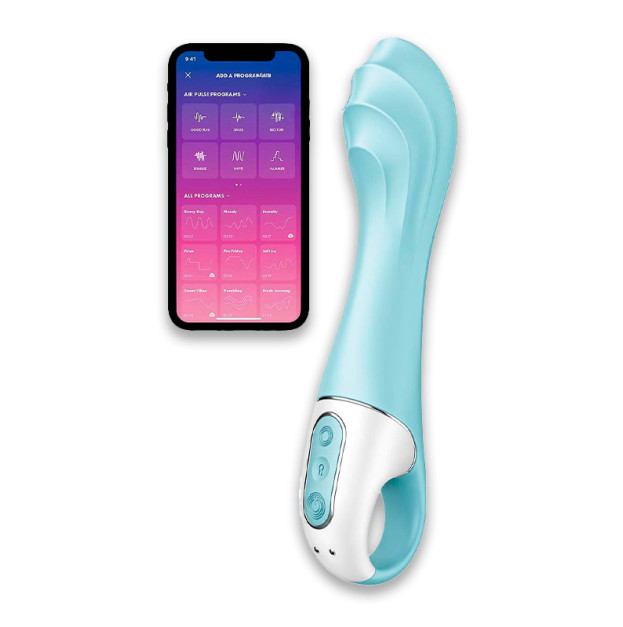 Надувний вібратор точки G Satisfyer Air Pump Vibrator 5 Plus Blue