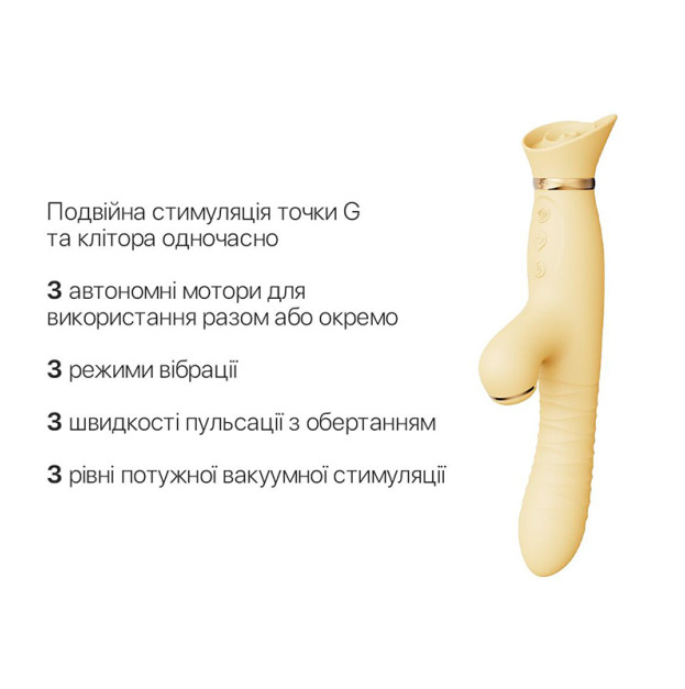 Пульсатор-вібратор із вакуумною стимуляцією клітора Zalo - ROSE Thruster Lemon Yellow
